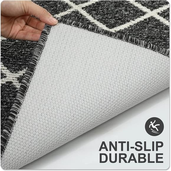 Indoor Door Mat, Non-Slip Absorbent Resist Dirt Entrance Rug, 20" x 32", Black - Picture 3 of 6